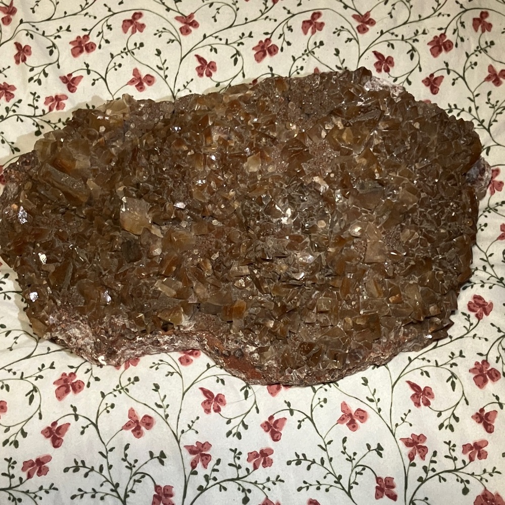 Massive Mariposa Calcite With Red Hematite Phantoms